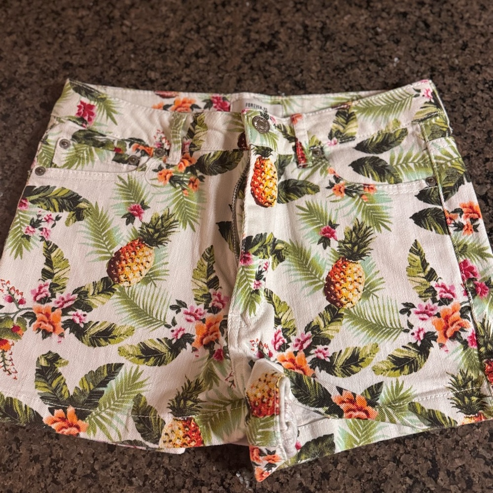 Tropical Print Women's Jean Shorts